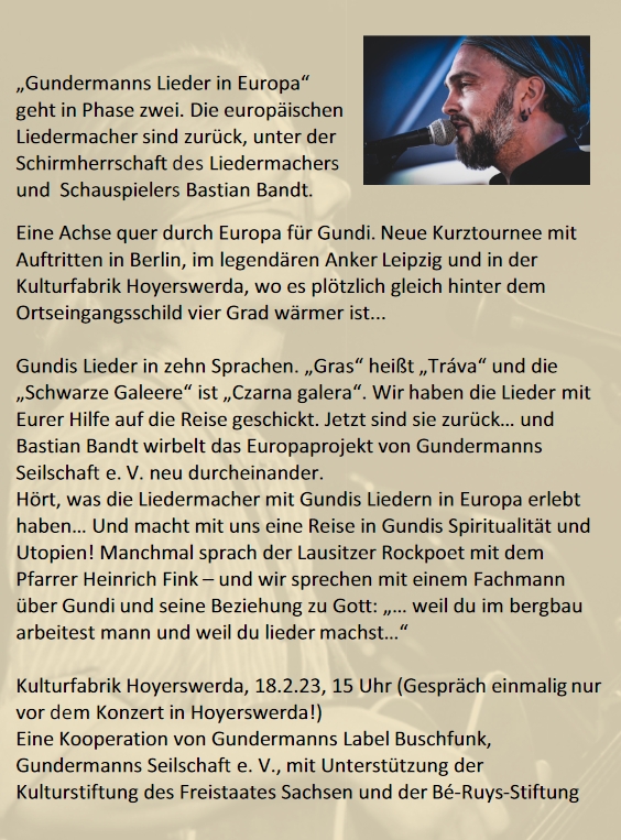Gundis Lieder in Europa - das Konzert
